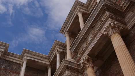 Looking-up-at-pillars-of-the-ancient-Gymnasium-and-clouds-in-Sardis