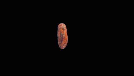 Rotierende-Kakaobohne-Isoliert-Auf-Bearbeitbarem-Schwarzem-Hintergrund,-Stereoskopische-Visualisierung