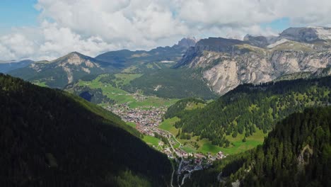 Drone-shot-of-a-town-in-Italian-alpine