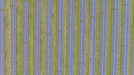 Solar-panel-array-top-down-aerial-symmetrical-shot