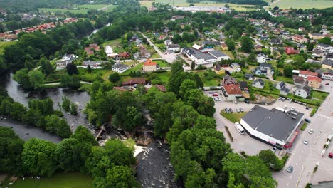 Aerial-View-Of-Morrumsan-River-With-Green-Trees-In-Morrum,-Blekinge,-Sweden