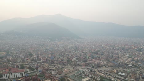 drone-shot-of-foothills-In-Kathmandu,-Nepal-at-the-base-of-the-Himalayas