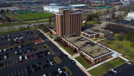 Fawcett-Event-Center-at-Ohio-State-University,-aerial-drone