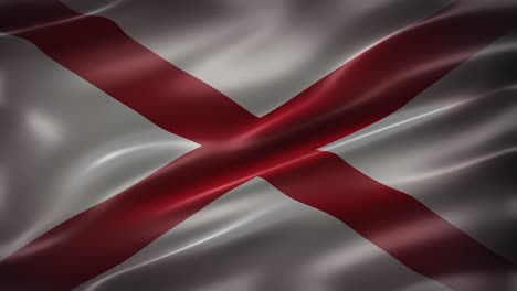 The-Flag-of-Alabama,-font-view,-full-frame,-sleek,-glossy,-fluttering,-elegant-silky-texture,-waving-in-the-wind,-realistic-4K-CG-animation,-movie-like-look,-seamless-loop-able
