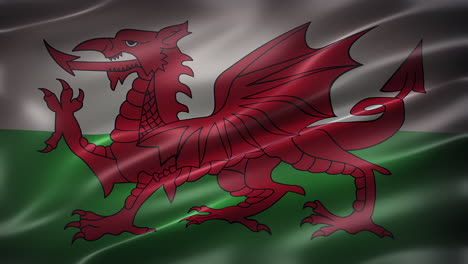 The-Flag-of-Wales,-font-view,-full-frame,-sleek,-glossy,-fluttering,-elegant-silky-texture,-waving-in-the-wind,-realistic-4K-CG-animation,-movie-like-look,-seamless-loop-able