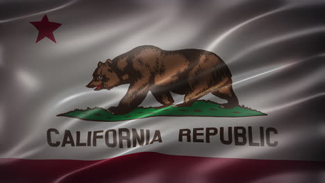 Flag-of-California,-The-Bear-Flag,-font-view,-full-frame,-sleek,-glossy,-fluttering,-elegant-silky-texture,-waving-in-the-wind,-realistic-4K-CG-animation,-movie-like-look,-seamless-loop-able