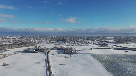 Drone-video-of-snow-covered-landscape-in-Denmark