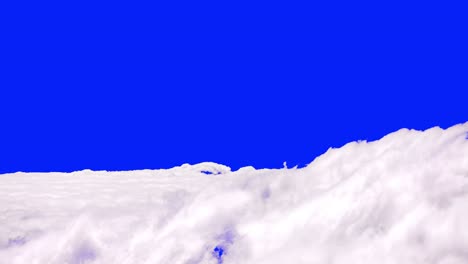 White-clouds-moving-view-from-above-with-blue-background