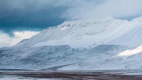 Arctic,-Snow-Covered,-Polar-Mountain-Timelapse