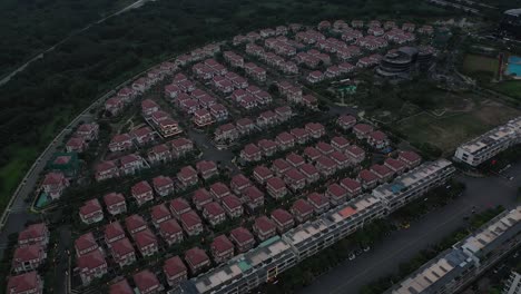 Modern-luxury-villa-development-aerial-view-in-Ho-Chi-Minh-City,-Vietnam