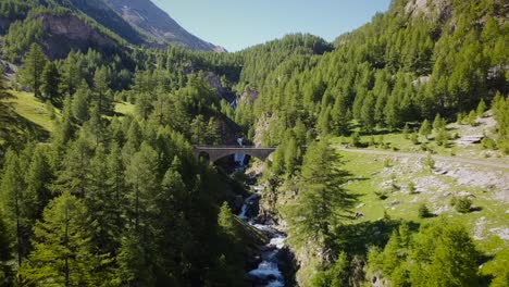 Droneshot-of-Mountain-water-waterfalls-in-france-near-Barcelonnete-french-alps-mountain-pass