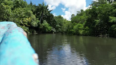 Zeitraffer-Durch-Den-Mangrovenfluss-Mit-Einem-Boot