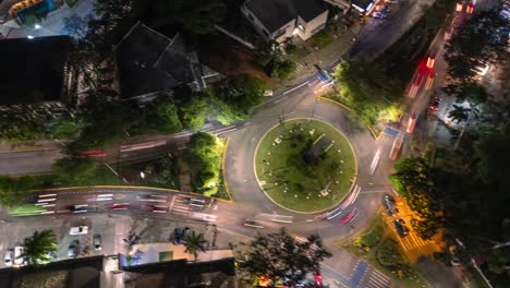 Aerial-Fast-Orbit-Hyperlapse-of-Roundabout-Traffic-at-Night