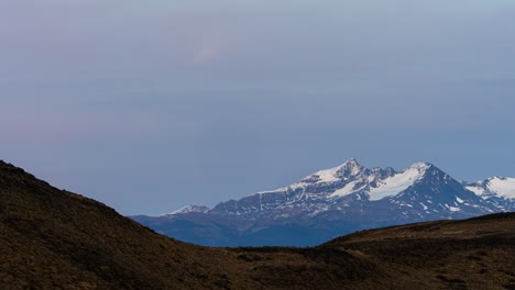 Panoramic-Timelapse-Landscape-of-Ferrier-Mountain-at-Sunset,-Patagonia