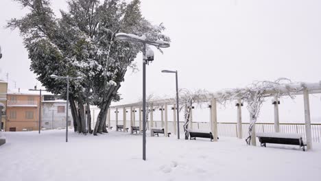 Snow-covered-area-of-Belvedere-Giovanni-Santoleri,-Guardiagrele,-Abruzzo,-Italy