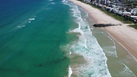 Pull-Back-Shot-Of-Palm-Beach---Gold-Coast---Queensland-QLD---Australia---Drone-Shot