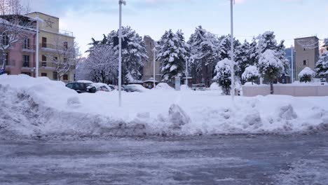 Schneebedeckte-Straßen-Von-Guardiagrele,-Abruzzen,-Italien