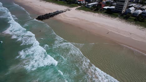Pan-Up-Shot-Of-11th-Ave-Palm-Beach---Gold-Coast---Queensland-QLD---Australia---Drone-Shot