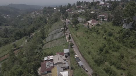 aerial-view,-taking-a-jeep-tour-through-the-countryside-in-Tawangmangu,-Indonesia
