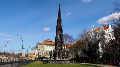 Kranner's-Fountain-Prague,-Monument-dedicated-to-Emperor-Franz-I-of-Austria-in-the-Park-of-National-Awakening-Prague