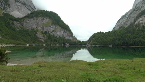 Green-Colour-Clear-Water-Lake-Surface-Ripples-in-Gosausee-Region-on-Gloomy-Day