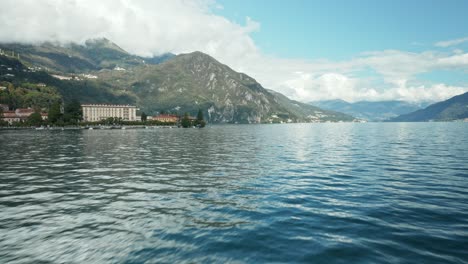 AERIAL:-Boats-Sailing-Near-the-Coast-of-Menaggio-on-a-Lake-Como