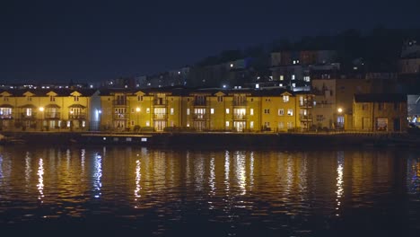 Bristol-Harbourside-At-Night-With-Pedestrians-And-Rowers-4K