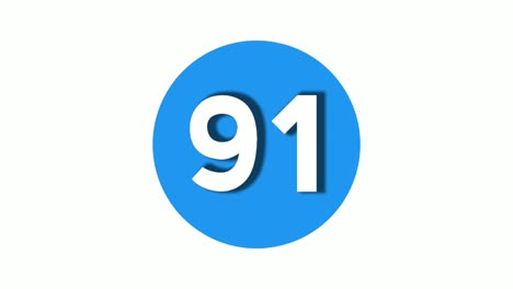 Nummer-91-Zeichensymbol-Animation-Motion-Graphics-Symbol-Auf-Blauem,-Kreisförmigem,-Weißem-Hintergrund,-Cartoon-Videonummer-Für-Videoelemente