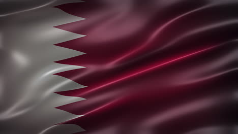 Die-Nationalflagge-Des-Bundesstaates-Katar,-Schriftansicht,-Vollformat,-Glatt,-Glänzend,-Flatternd,-Elegante-Seidige-Textur,-Weht-Im-Wind,-Realistische-4K-CG-Animation,-Filmähnlicher-Look,-Nahtlos-Schleifbar