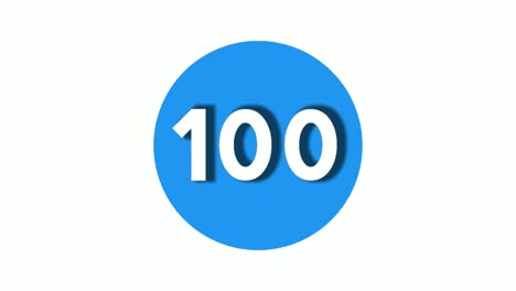 Número-100-Símbolo-De-Signo-Animación-Icono-De-Gráficos-En-Movimiento-Sobre-Fondo-Blanco-De-Círculo-Azul,-Número-De-Vídeo-De-Dibujos-Animados-Para-Elementos-De-Vídeo