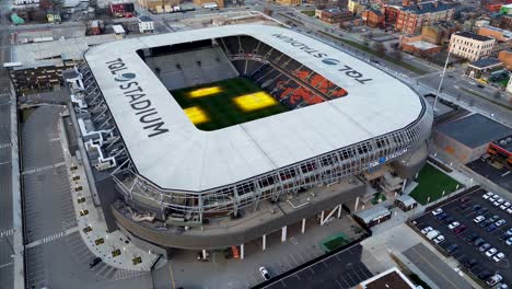 Estadio-Tql,-Cincinnati,-Ohio,-Hogar-Del-Fc-Cincinnati,-Dron-Aéreo-Del-Equipo-De-Fútbol-Y-Fútbol
