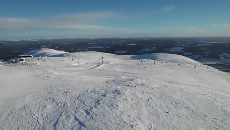 Epic-Winter-Landscape-View-of-Ski-Slope-in-Trysil-Norway---Dolly-Shot