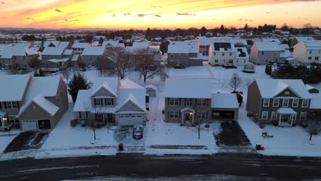 Modern-neighborhood-during-snowy-sunset