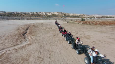 ATV-Ride-In-Cappadocia,-Turkey---Aerial-FPV