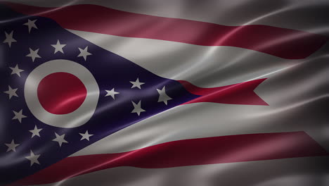 Flag-of-Ohio,-The-Ohio-Burgee,-font-view,-full-frame,-sleek,-glossy,-fluttering,-elegant-silky-texture,-waving-in-the-wind,-realistic-4K-CG-animation,-movie-like-look,-seamless-loop-able
