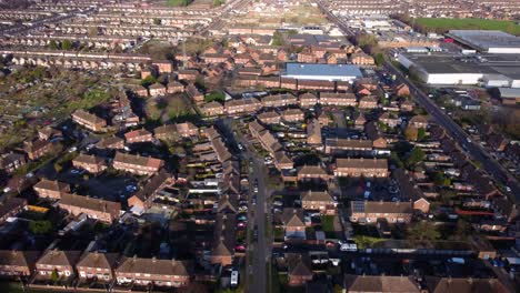 Aerial-View-Of-Grimsby-Town-And-Houses-In-Lincolnshire,-England,-UK