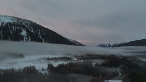 4k-Drone-Footage-of-Sunrise-in-the-Snowy-Austrian-Alps-Mountain-Range