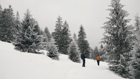 a-couple-hiking-on-a-winter-mountain