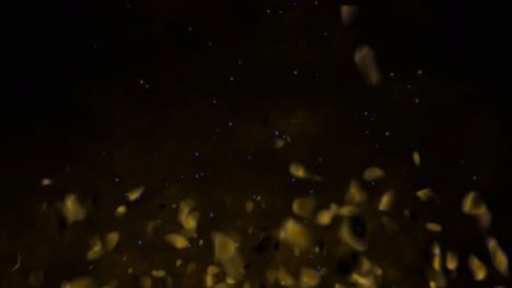 Realistic-fire-gas-with-hot-fiery-embers-sparks-flames-3D-animation-particle-glow-burning-on-black-background-vfx-yellow-gold