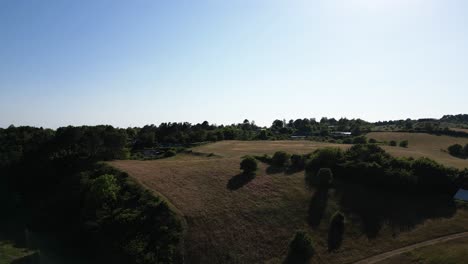 View-of-the-hilly-area-at-Mols-Bjerge,-recorded-with-a-slowly-rising-drone