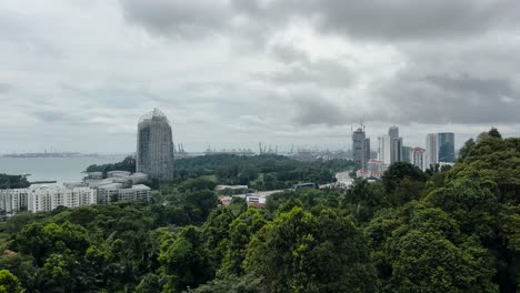 Drifting-Above-the-Mount-Faber-Treeline-in-Singapore-from-a-Cable-Car---POV