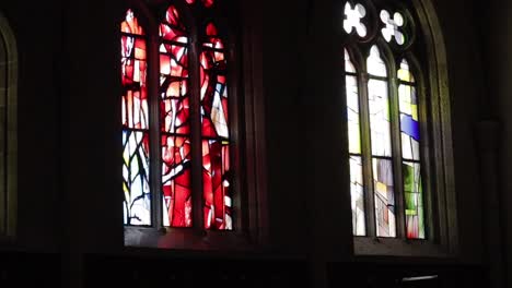 Colourful-stained-glass-windows-in-Italian-Church-of-Gesu-Nuovo