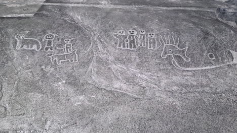 Top-down-aerial-shot-of-the-mysterious-Nazca-lines-in-Peru