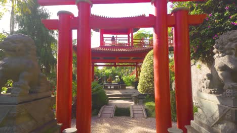 Torii-Japanisches-Tor-Im-Tropischen-Garten-Monte-Palace-Auf-Madeira,-Portugal