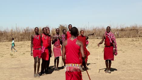 Maasai-Mara-Jumping-Dance-In-Kenya,-Africa