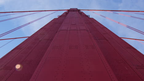 Tower-Of-Golden-Gate-Bridge-During-Sunny-Day-In-San-Francisco,-California,-United-States