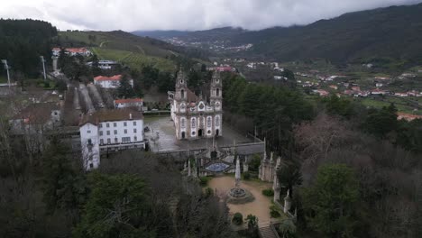aerial-of-Santuário-de-Nossa-Senhora-dos-Remédios,-Lamego,-Portugal