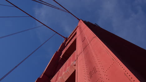 Orange-Pylon-Against-Blue-Sky-At-Golden-Gate-Bridge-In-San-Francisco,-California,-USA