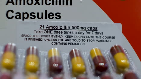 Caja-De-Medicamentos-En-Cápsulas-De-Amoxicilina-Con-Información-De-Dosificación.