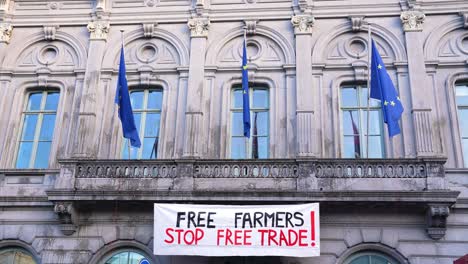 Farmers-protesting-during-EU-summit-in-front-of-the-European-Parliament-at-the-Luxembourg-Square---Brussels,-Belgium